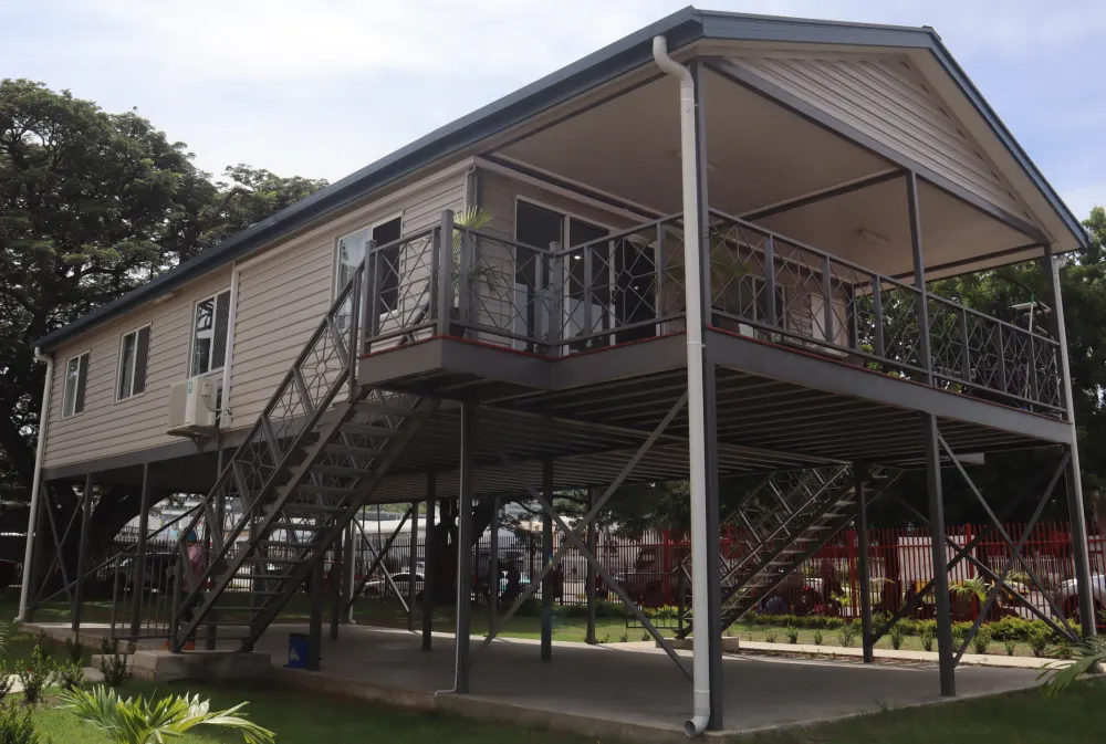 Windows and balustrades at Atlas Steel Modular Housing